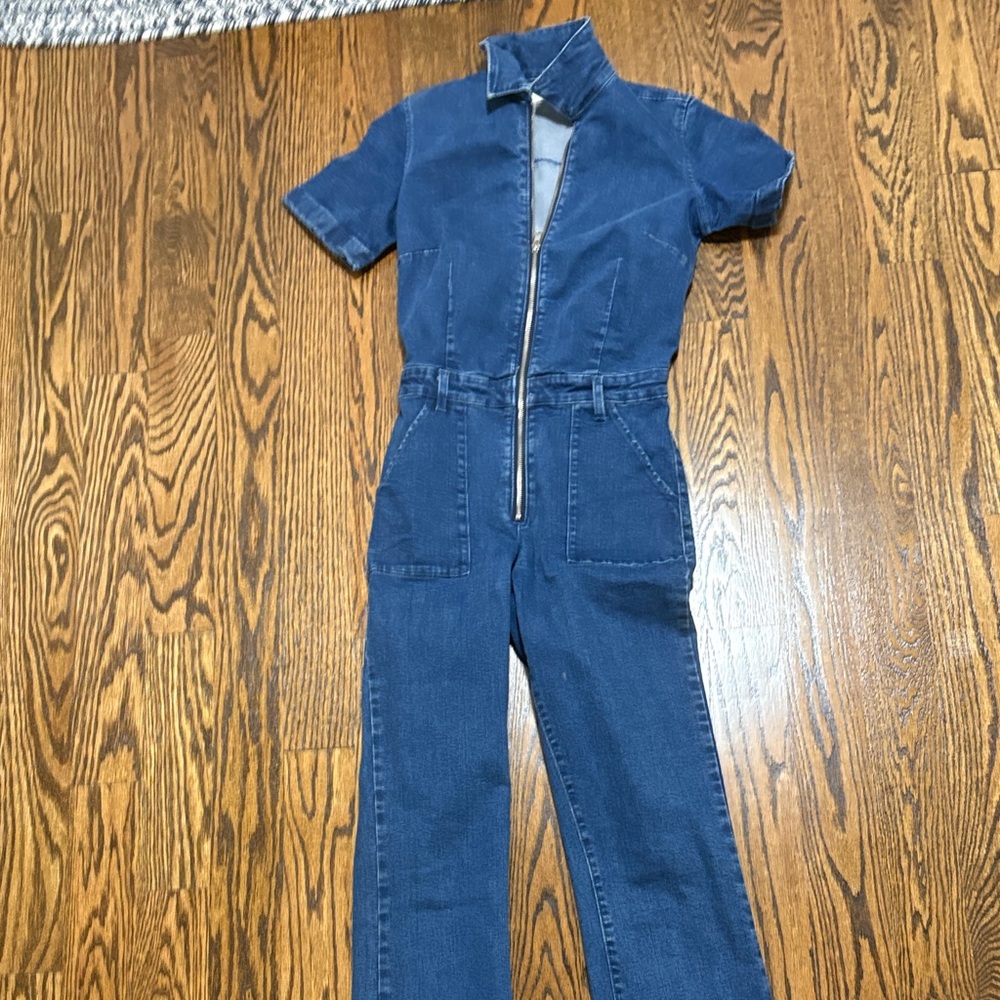 Mango Dark Blue Denim Overalls